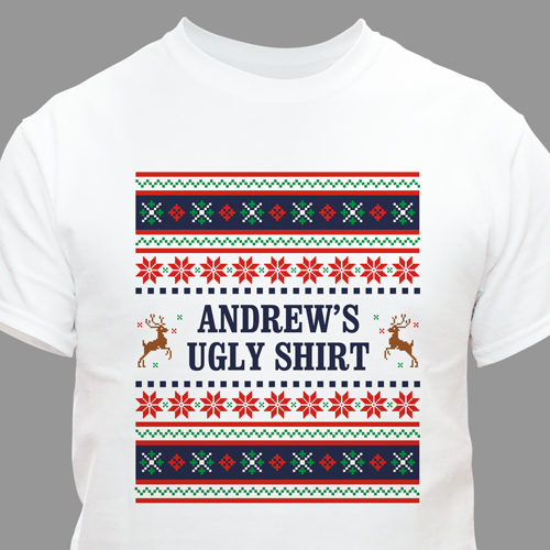 Personalized Ugly Sweater Adult T-shirt | Personalized Christmas T-Shirt